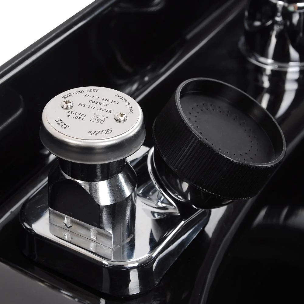 Bac à shampoing 2025 avec appui-tête en gel, support pour cheveux et dispositif anti-aspiration certifié CUPC. Idéal pour les salons de coiffure, les spas et l