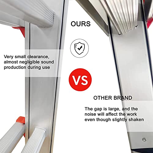 2025 LANBITOU Stige – Multifunktionel A-rammestige med 4 trin. 14 fods udtrækkelig stige med flere skridsikre positioner.