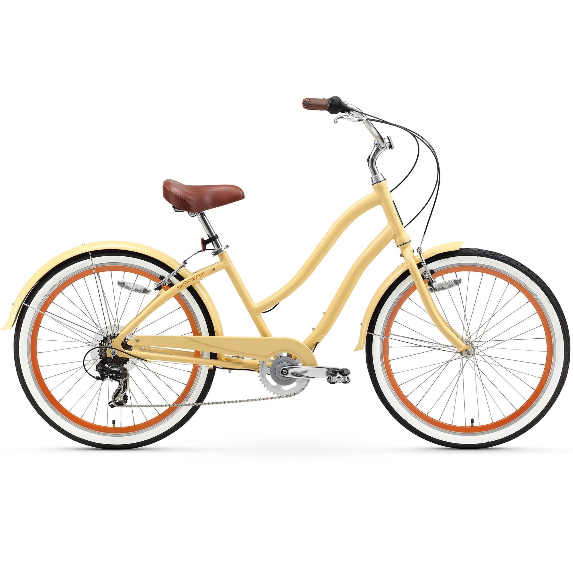 Sixthreezero Every Journey Women'S 7 - Speed Step - Through Hybrid Cruiser Bicycle, 26 In. Wheels and 17.5 In. Frame, Cream