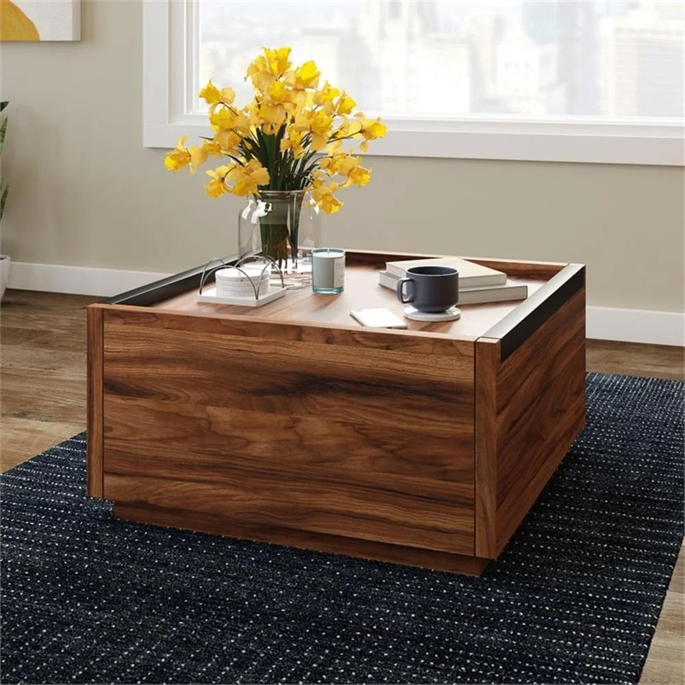 Pemberly Row Contemporary Engineered Wood Coffee Table in Brown
