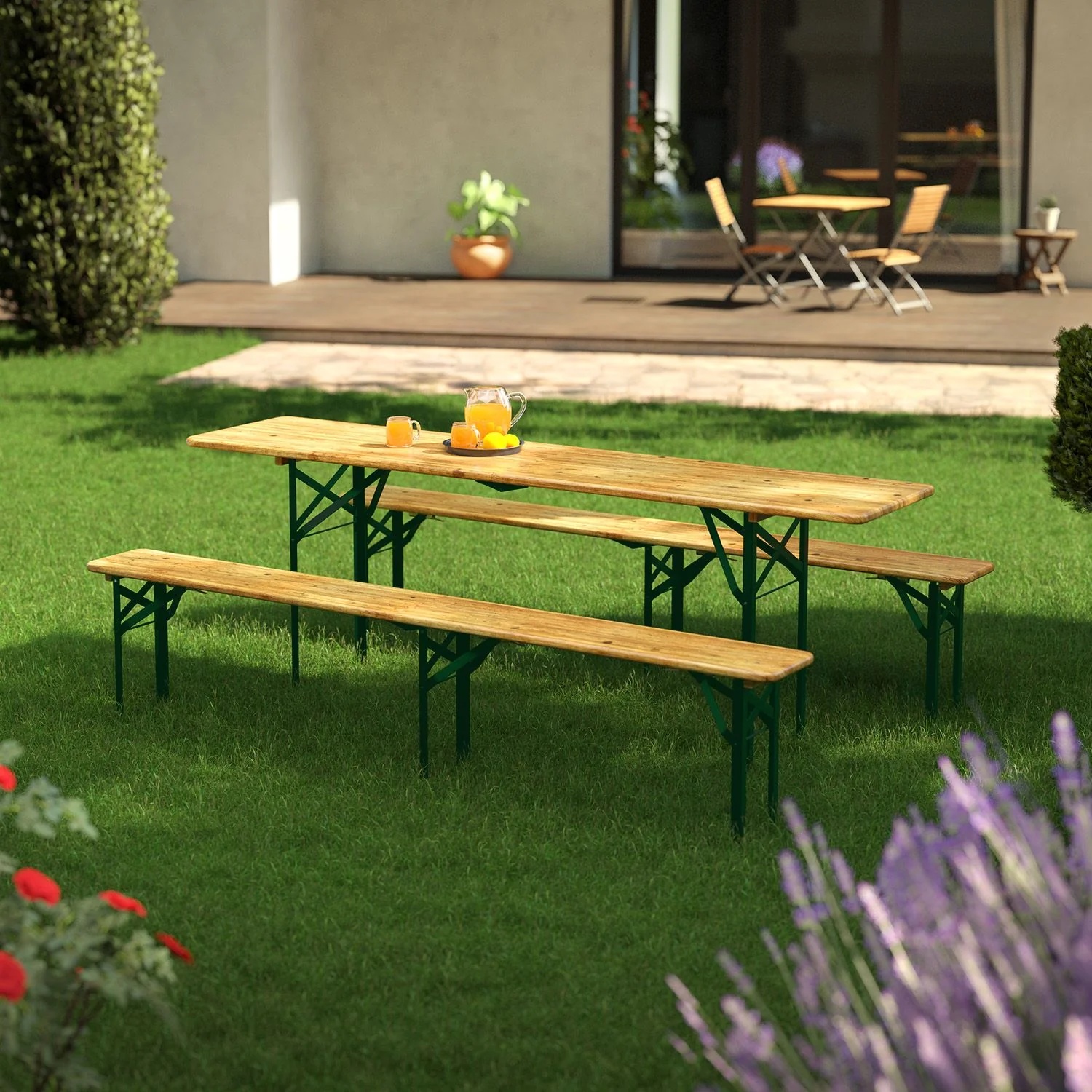 2025 Amberg foldbart festmøbelsæt 180x74x74 cm