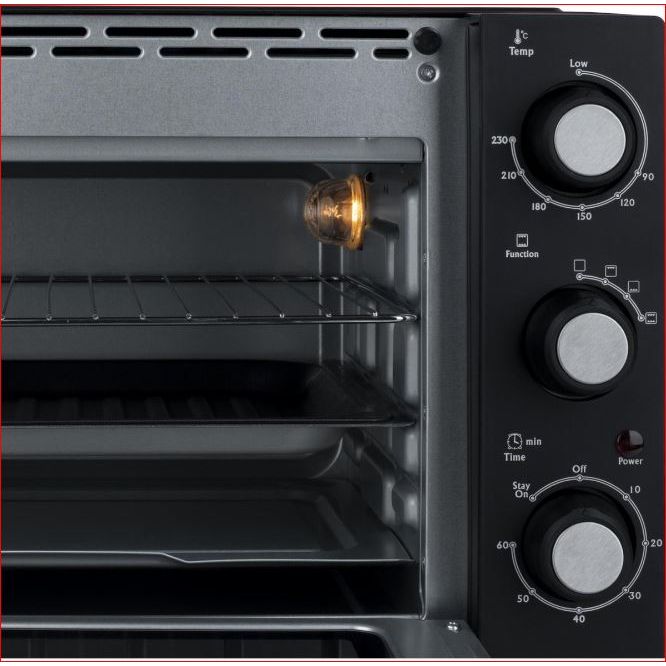 Mini four électrique de comptoir H.Koenig, 1400 W, 20 litres, 4 modes de cuisson. 28 cm, inox.