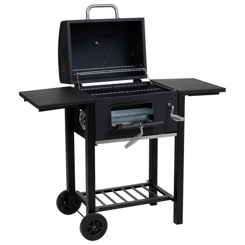 Schwarzer Metall-Grillwagen