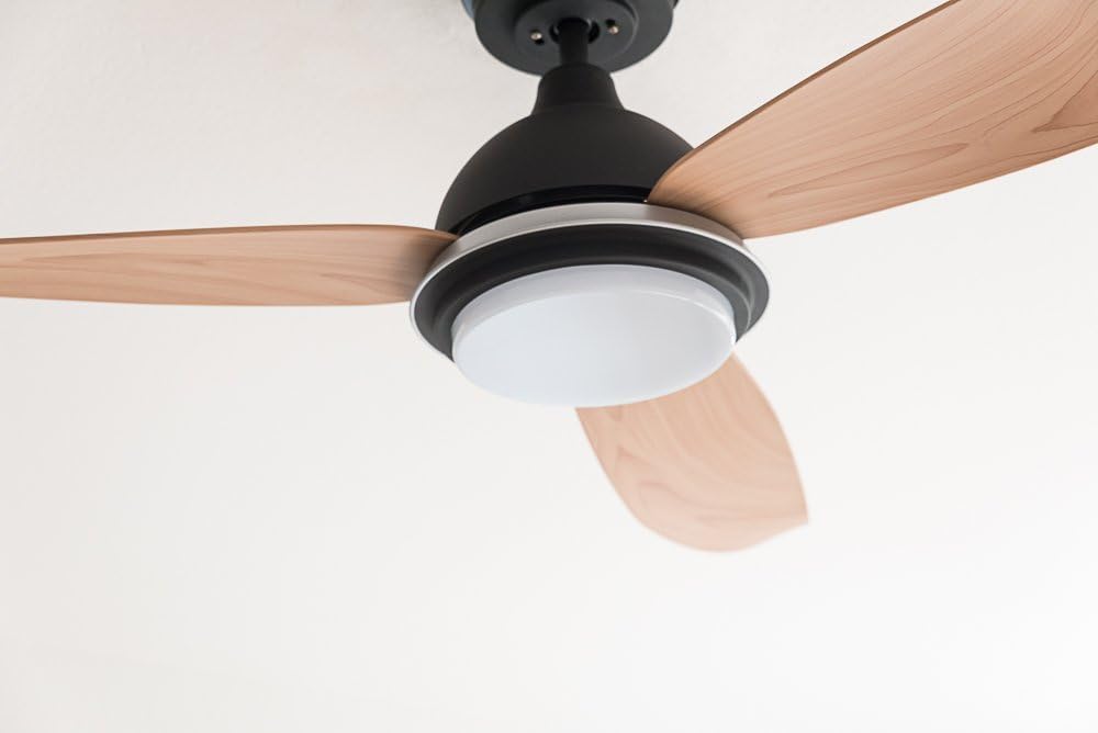 Bayu LED-Deckenventilator, dimmbar, energiesparend, mit Fernbedienung, 122 cm Durchmesser, superleiser Gleichstrommotor, Sommer-/Winterfunktion, 3 Lichtfarben, für Schlafzimmer und Büro