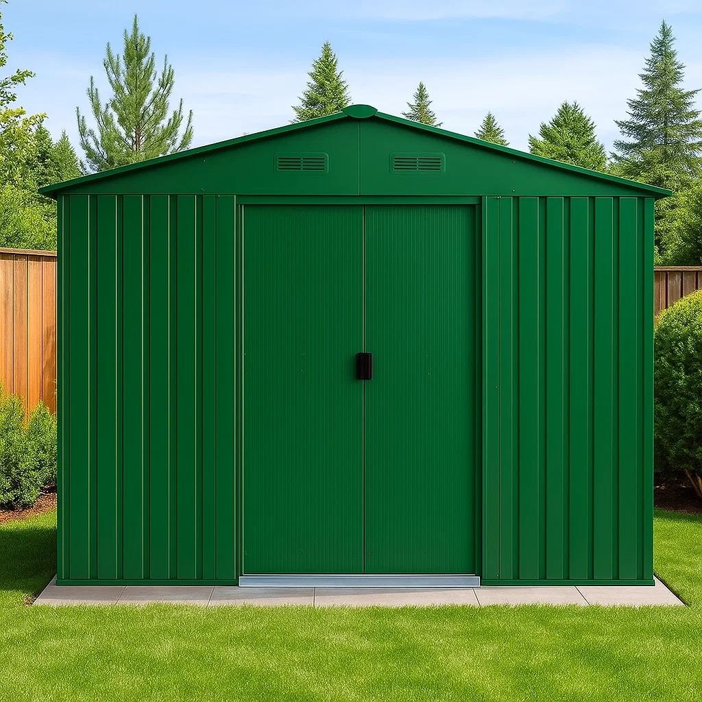 Abri de jardin en acier galvanisé vert, 7,74 m² - nuhbJuK137Bl