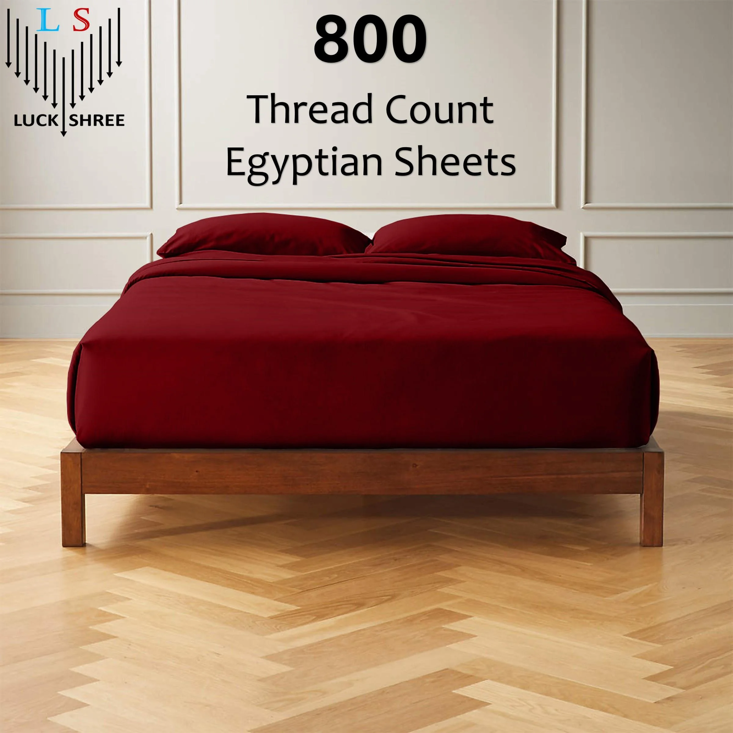 21" EXTRA DEEP POCKETS - 800 - Thread Count 100% Egyptian Cotton California King Sheet Set, 4PC (1 Flat, 1 Fitted, 2 Pillowcases) Long Staple Cotton, 800 - TC Pure Cotton - Burgundy