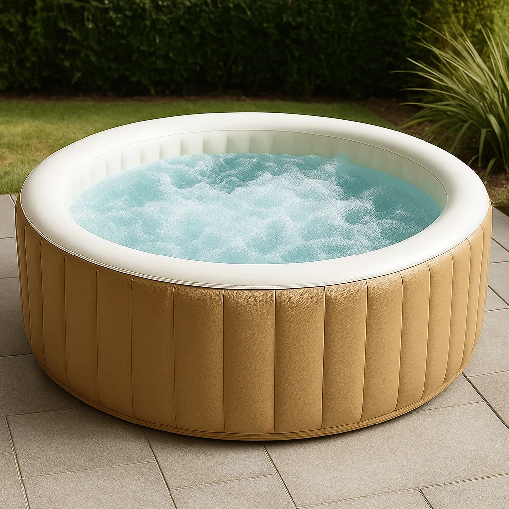 Aufblasbarer Whirlpool 196x196x71 cm 4-Sitzer rund beige/weiß kyqEnLz310nC