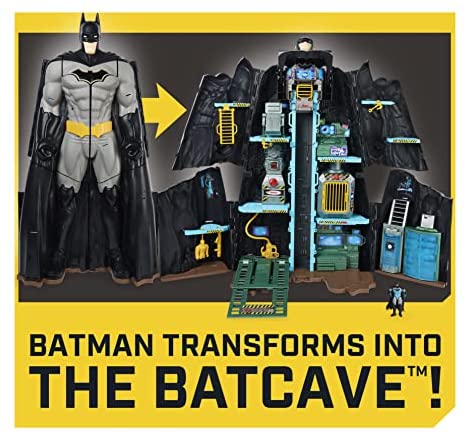 Batman, Batcave Bat-Tech – Coffret de jeu géant transformable avec figurine Batman exclusive de 10 cm et accessoires