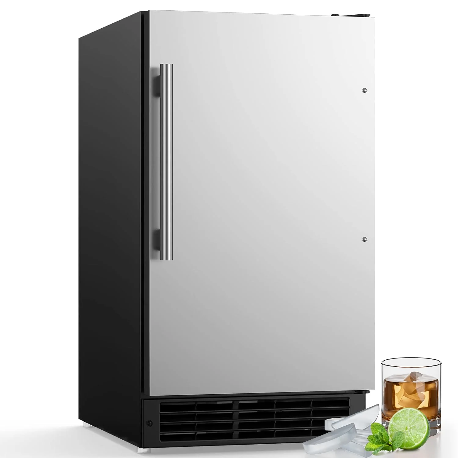 2025 COTLIN Indbygget ismaskine uden afløb – 9,6 kg kapacitet. Halvmåneformet is. Rustfrit stål. Til hjemme- eller kommerciel brug. ETL-certificeret.