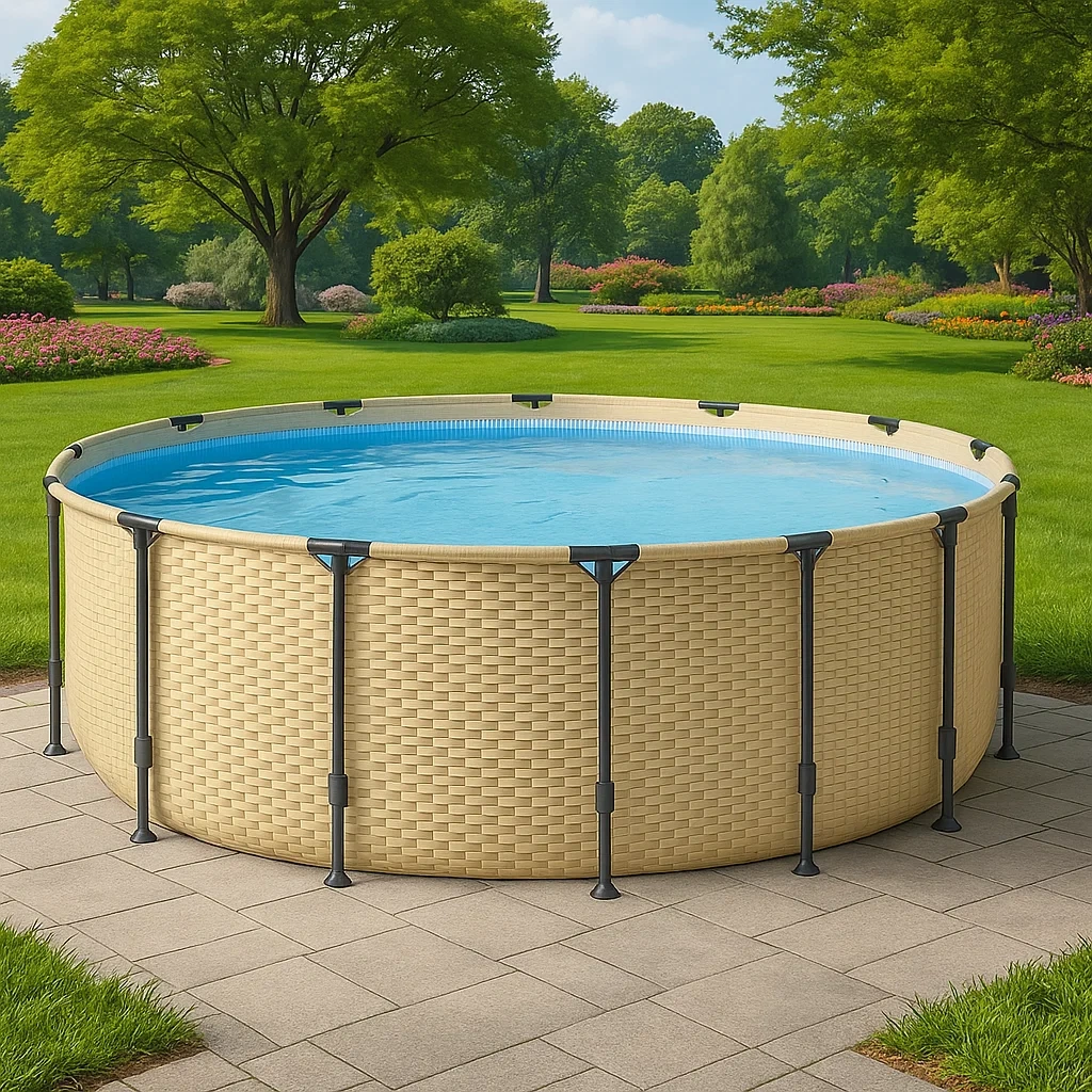 Piscine tubulaire ronde amovible 358 x 98 cm couleur bois avec filtre et échelle dwfCICR264iL