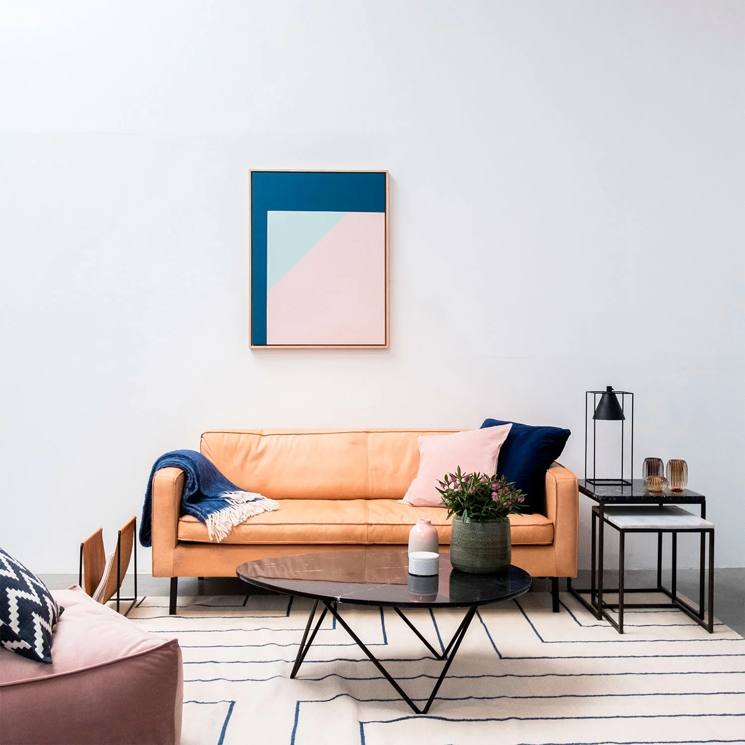 Louis sofabord i sort marmor