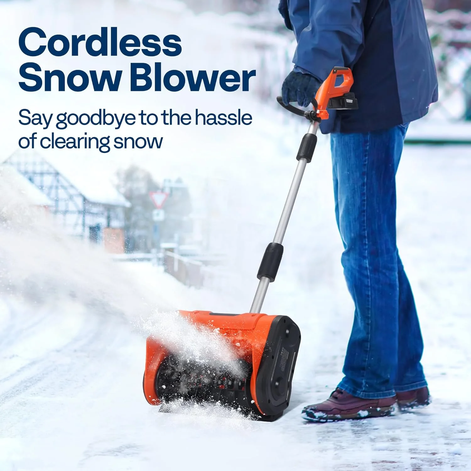 SPECSTAR 10 in Cordless Snow Shovel 20V, Battery Powered Electric Snow Blower with Adjustable Front Handle, 4.0ah Battery and Charger Included, Orange