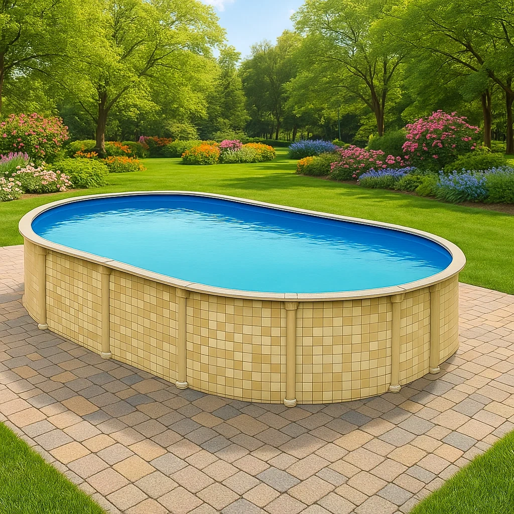 Piscine tubulaire ovale 418 x 243 x 98 cm, beige QSUxQnv135uS
