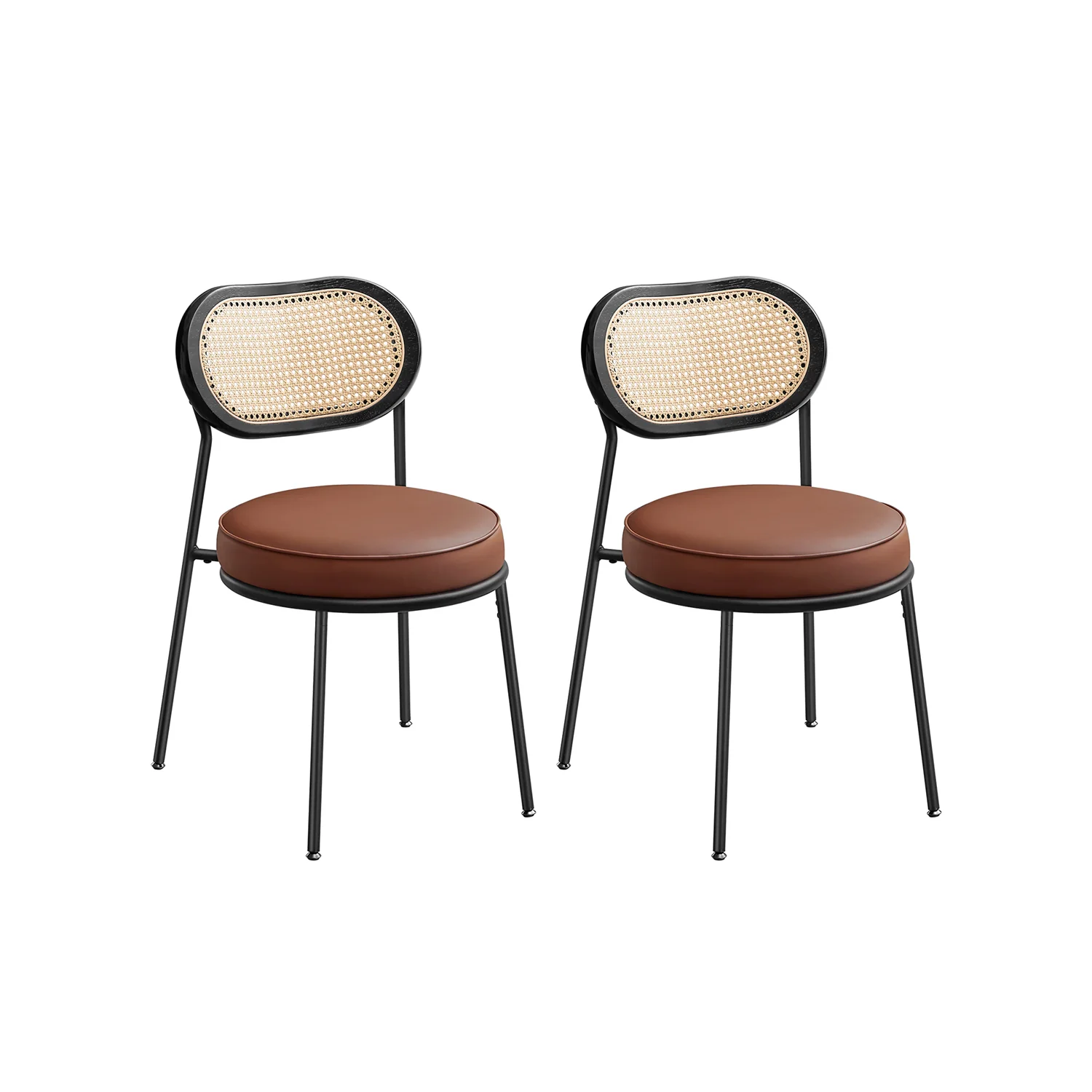 Lot de 2 chaises de salle à manger en rotin synthétique Bobo avec dossier