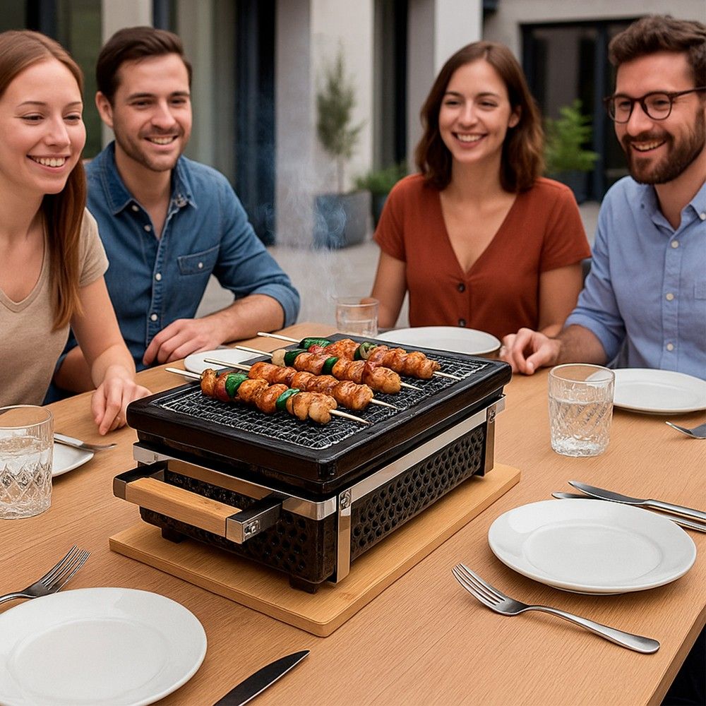 Traditionel japansk rektangulær bordplade Sumib Grill