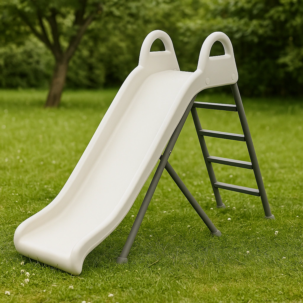 Toboggan de jardin en plastique blanc pour enfants 170 x 60 x 100 cm
