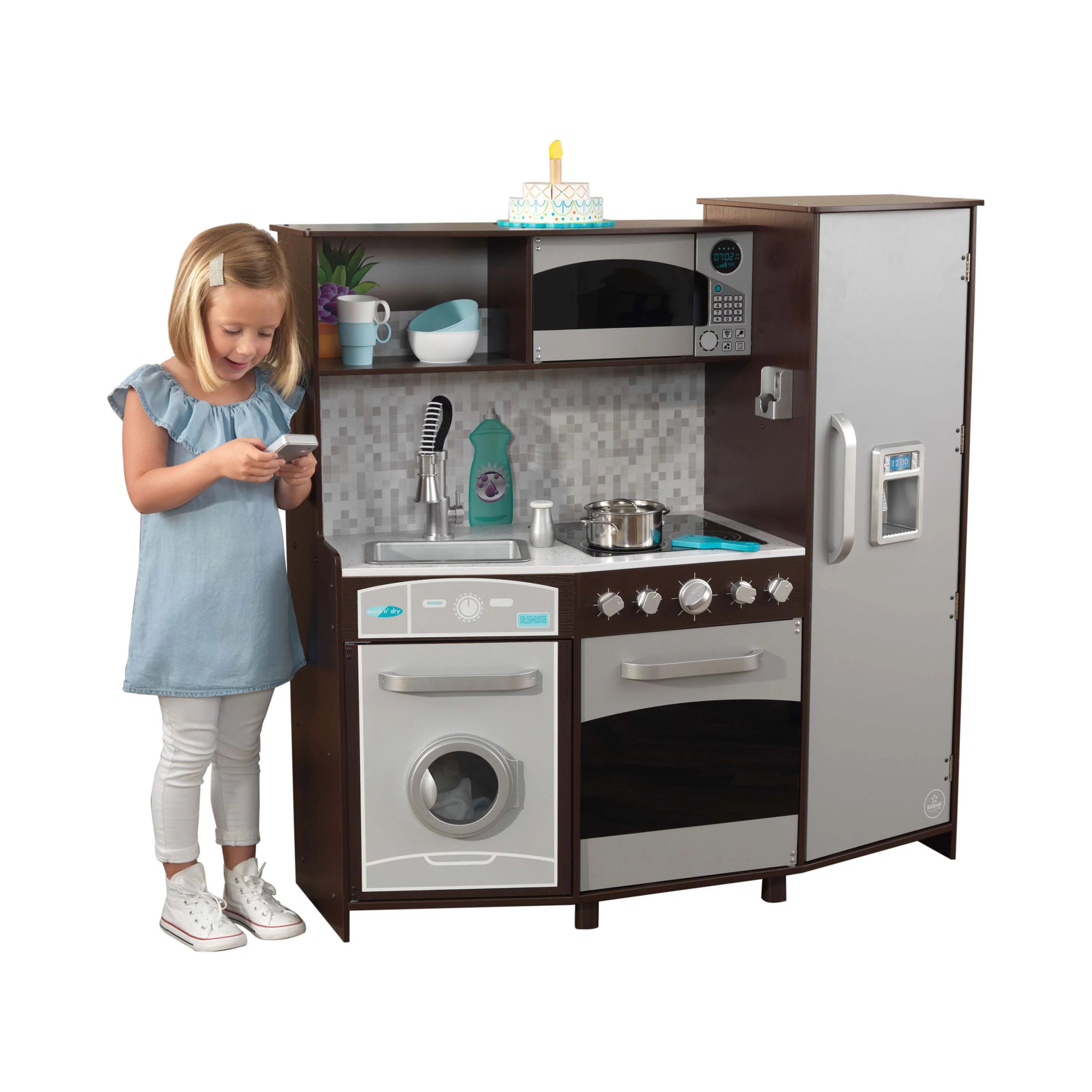 Grande cuisine enfant en bois KidKraft avec lumières et sons – Espresso