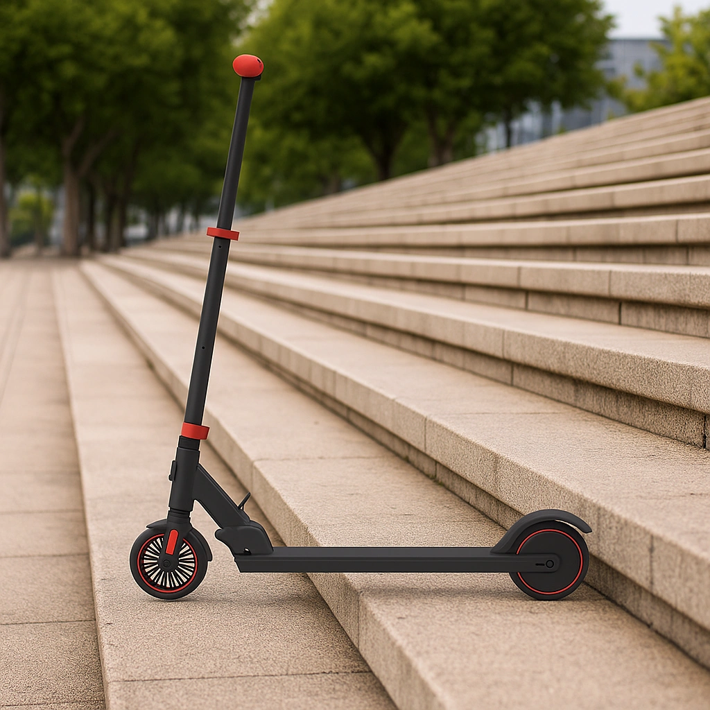 Schwarzer Kinderroller aus Stahl, für den Innen- und Außenbereich