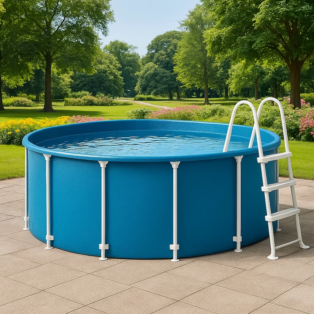 Piscine tubulaire ronde 298 x 96 cm, bleue, avec filtre et échelle puTJStT255uB