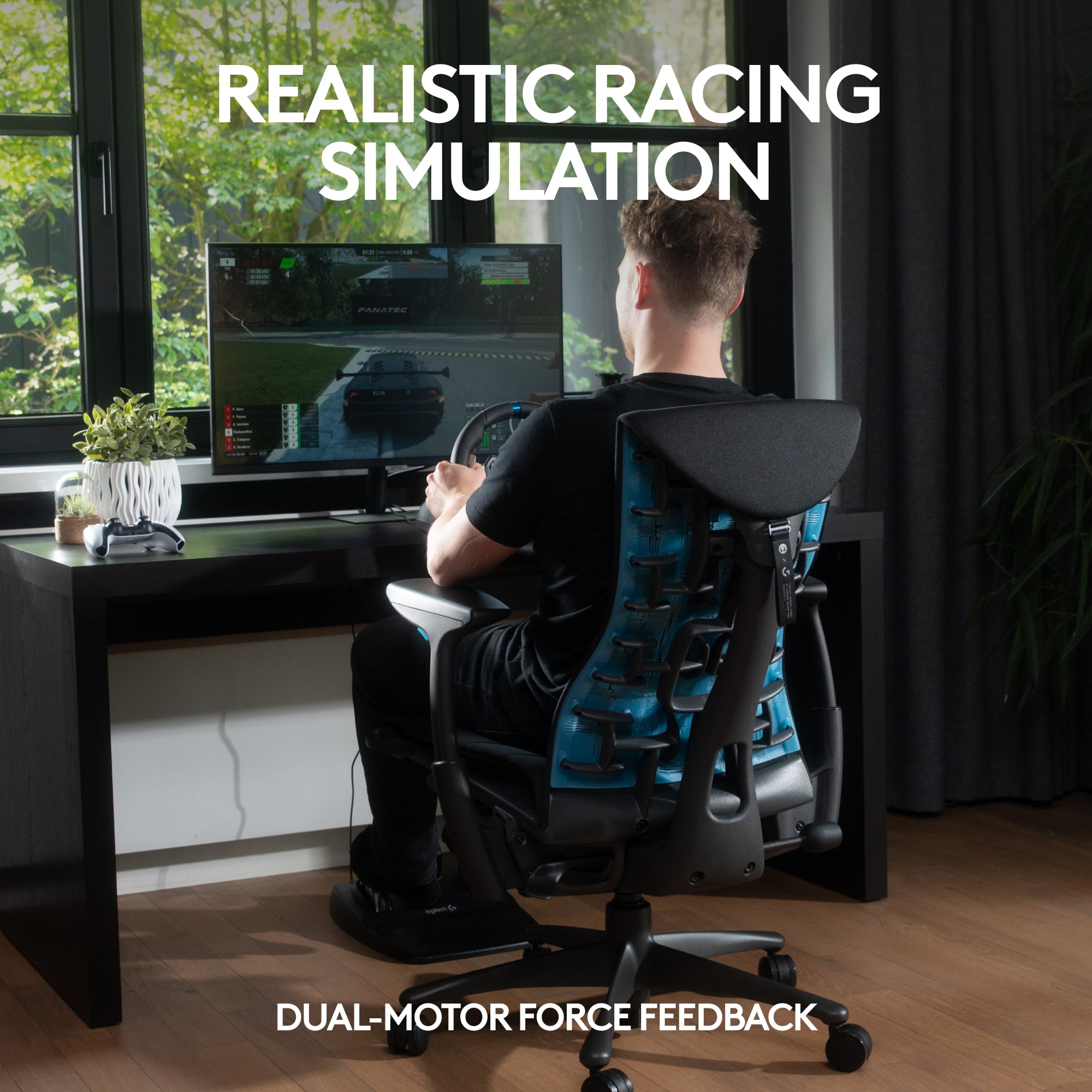 Logitech – G29 Driving Force racerrat og gulvpedaler til PS5, PS4, PC, Mac – Sort