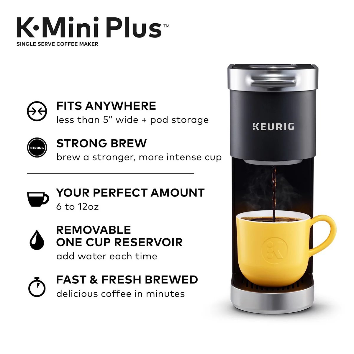 2025 Keurig K-Mini Plus kaffemaskine til én kop med K-Cup-kapsler