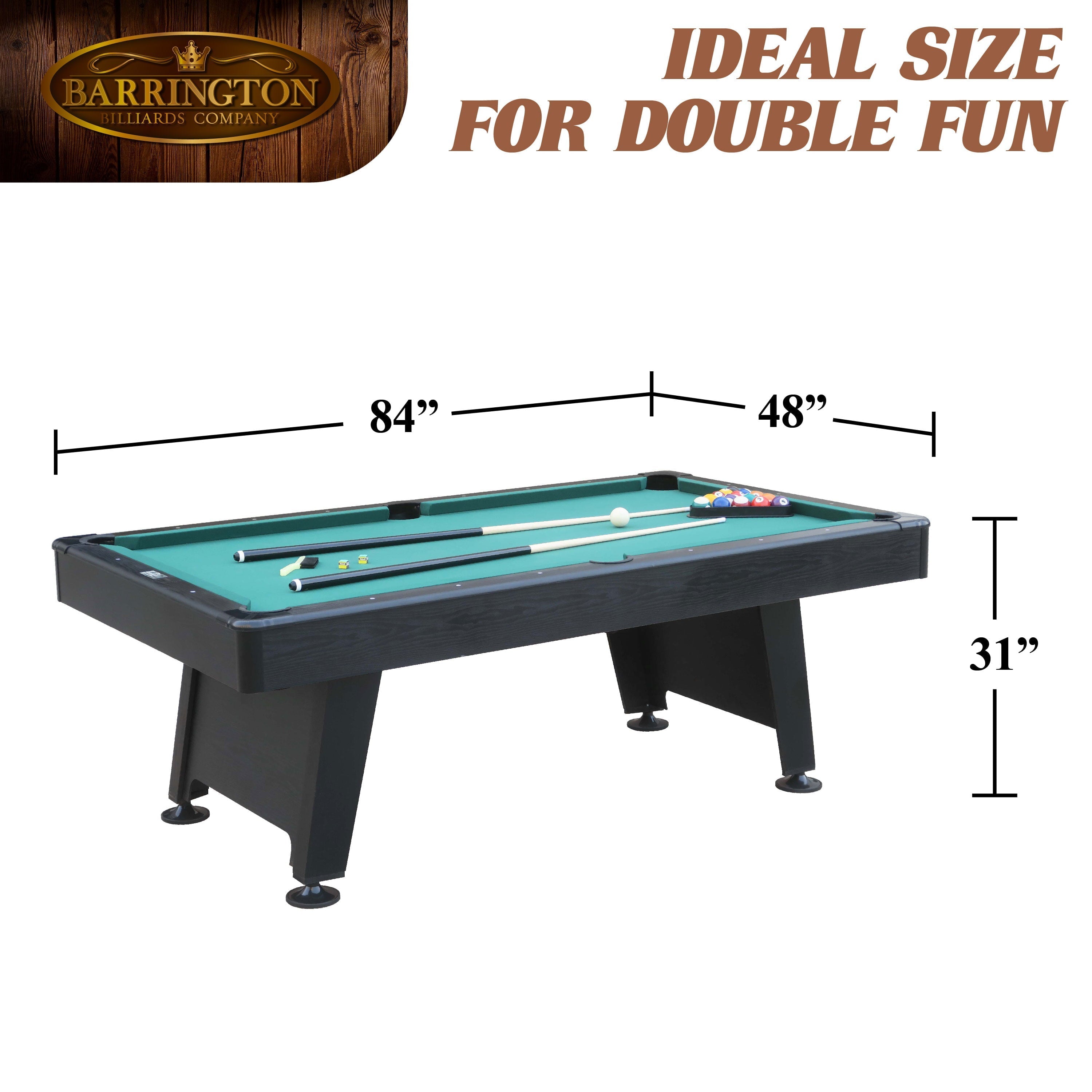 Table de billard Barrington Arcade 84" avec jeu de fléchettes bonus, verte