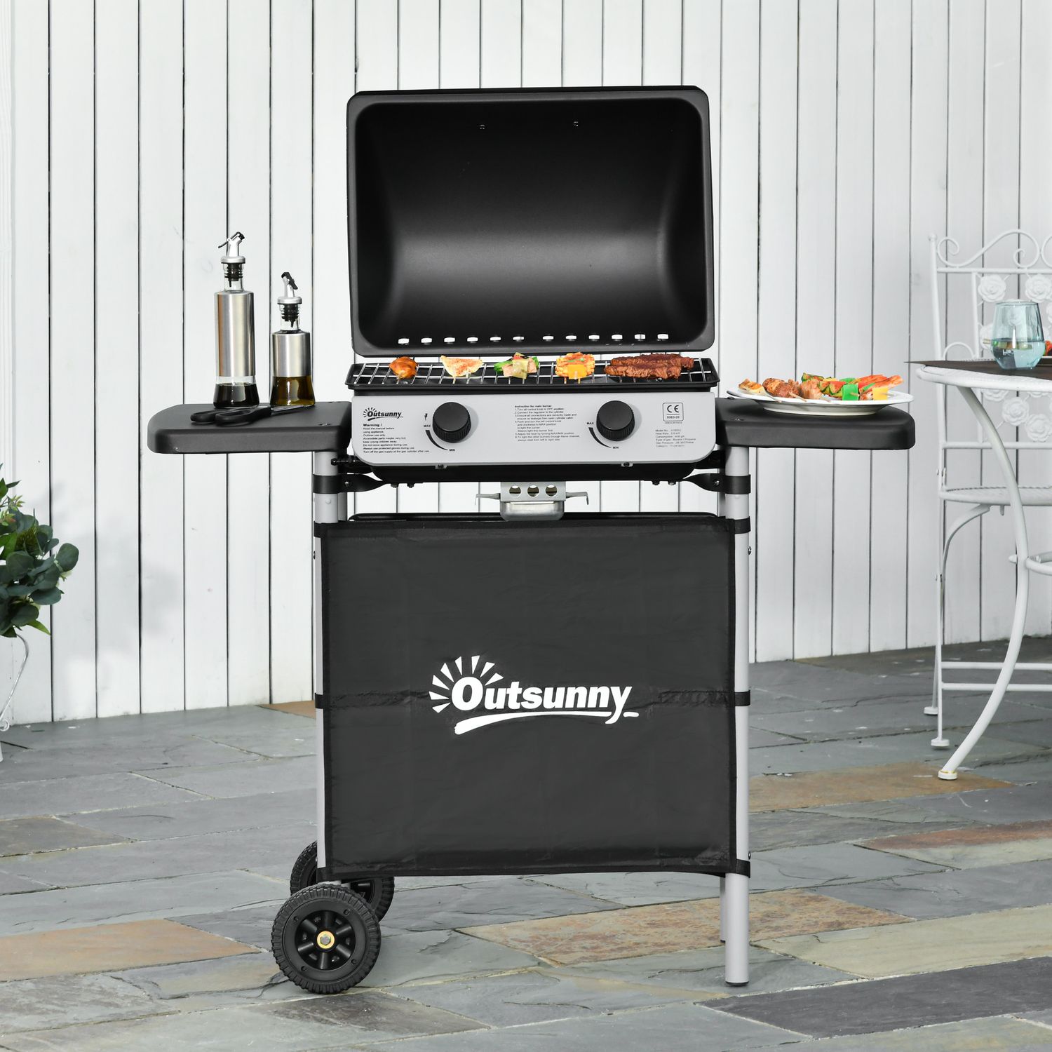 Outsunny PP-Stahl-Gasgrill, 104 x 49 x 99 cm, Schwarz
