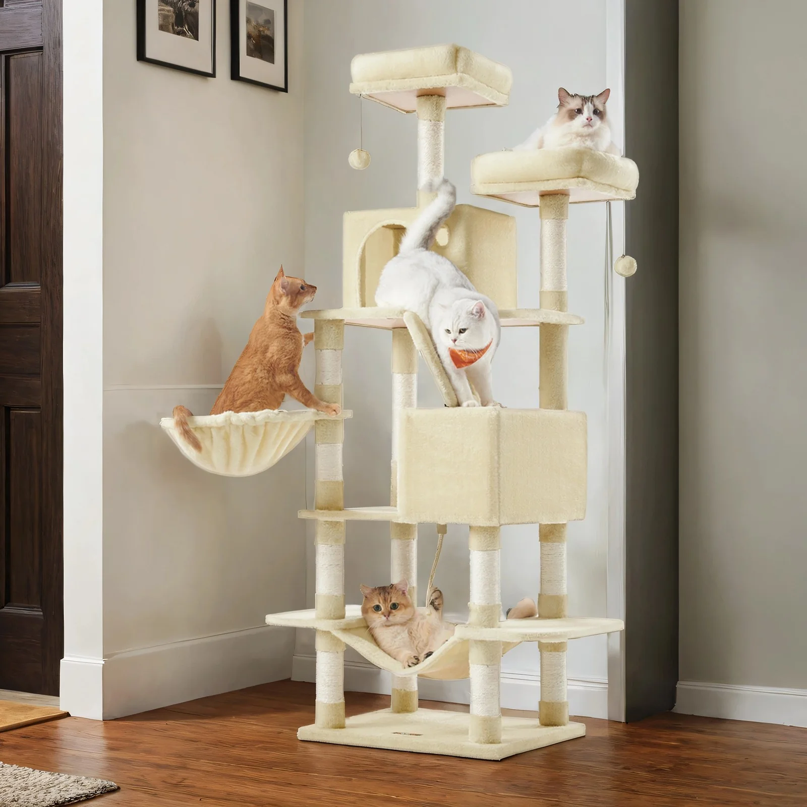 2025 168 cm kradsetræ med 13 kradsetræer og 2 platforme