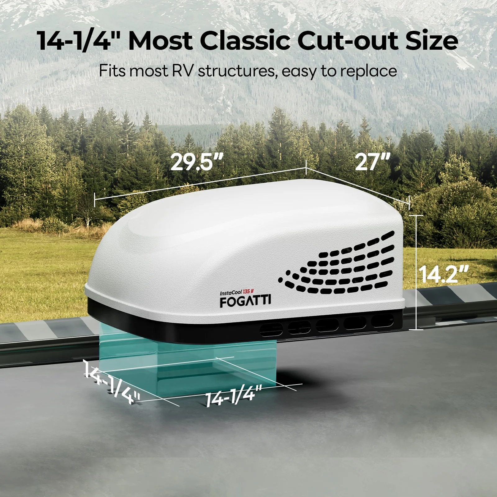 RV Air Conditioner 13500 BTU Rooftop AC Unit, Instacool with R32 Refrigerant & Wired Controller