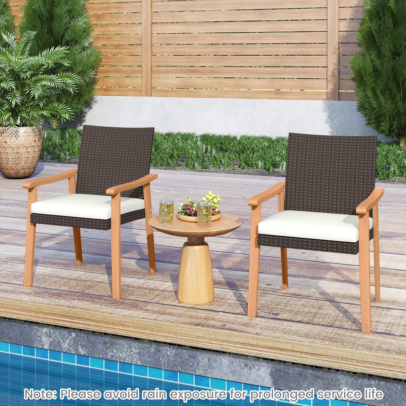Tangkula Patio Wicker Dining Chair Set of 2/4 for Deck Garden Poolside Backyard