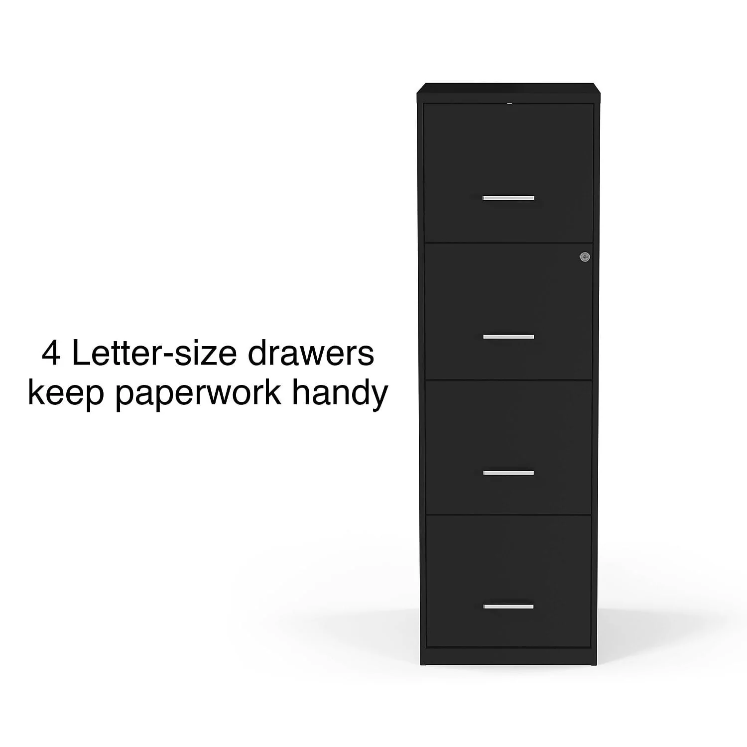 Staples 4 - Drawer Vertical File Cabinet Locking Letter Black 18"d (52152) 16883/52152