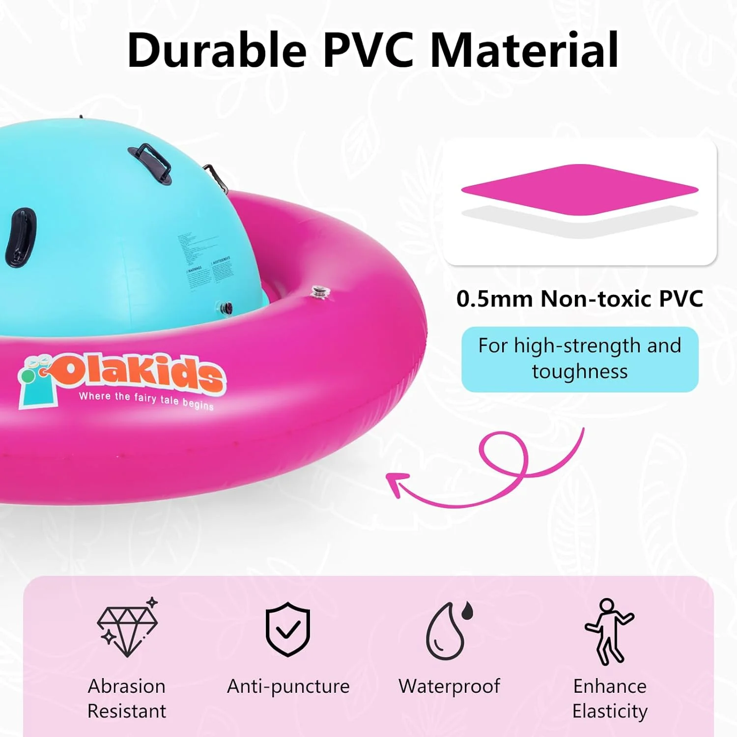 OLAKIDS 8FT Inflatable Dome Rocker Bouncer, Outdoor Kids Giant Roll and Play Seesaw Rocker with 6 Secure Handles, Max Weight 250 lb, Toddlers Climbing Toy Backyard Play Center Equipment