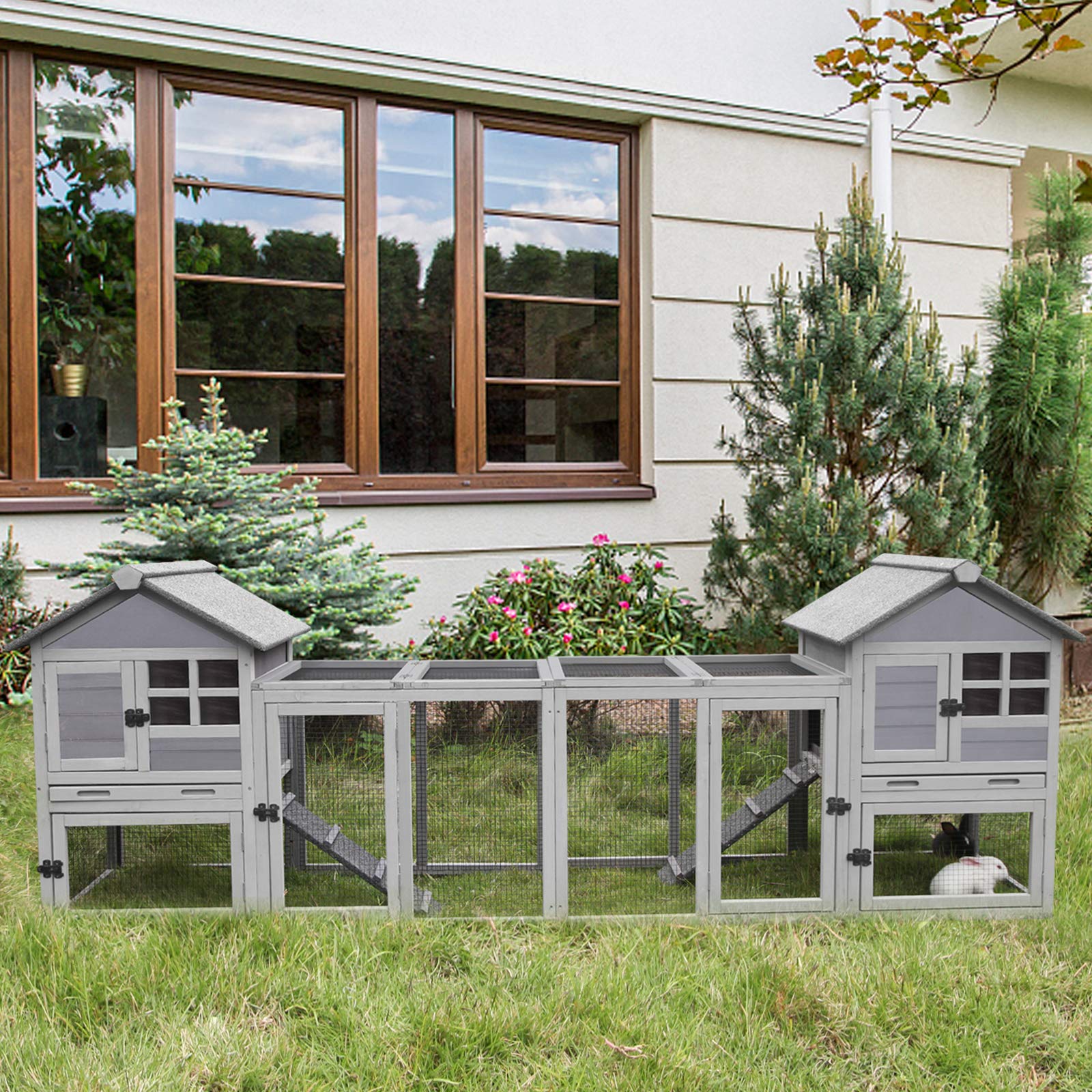 2025 Indendørs/udendørs kaninhus til kaniner og marsvin