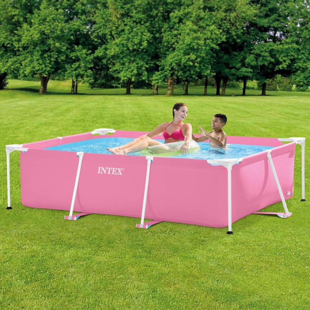 Piscine tubulaire rectangulaire amovible en PVC 220 x 150 x 60 cm Rose Intex