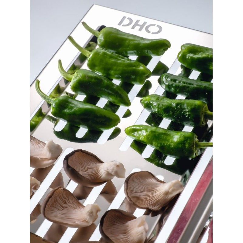 Grill i rustfrit stål, designet til tilberedning af fisk/grøntsager