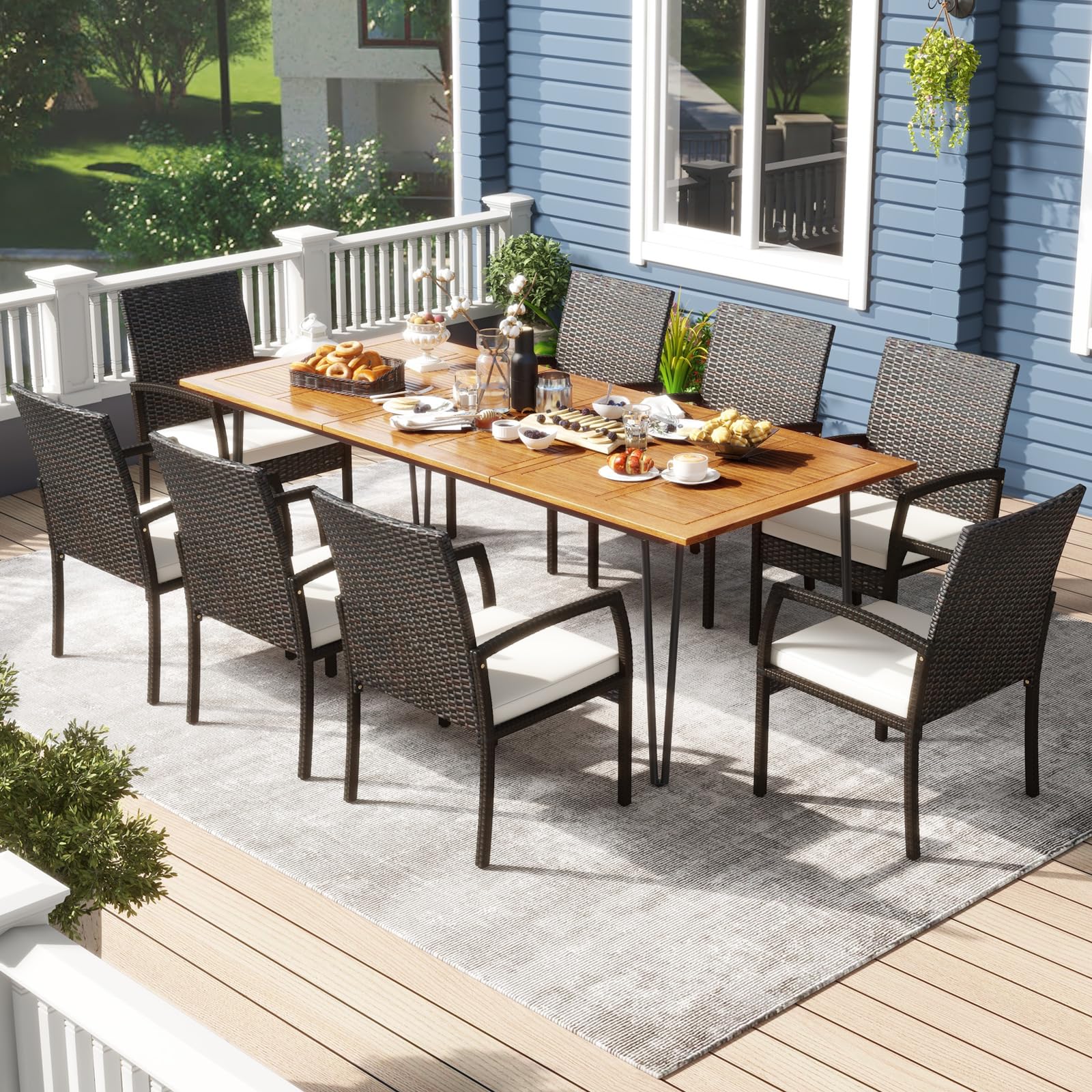 Tangkula 9 Pieces Outdoor Patio Dining Set