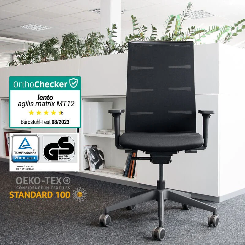 2025 Slow Agilis MT12 Ergonomisk Kontorstol med Sort Krydsbensbase – 30 års Garanti – Fremstillet i Tyskland