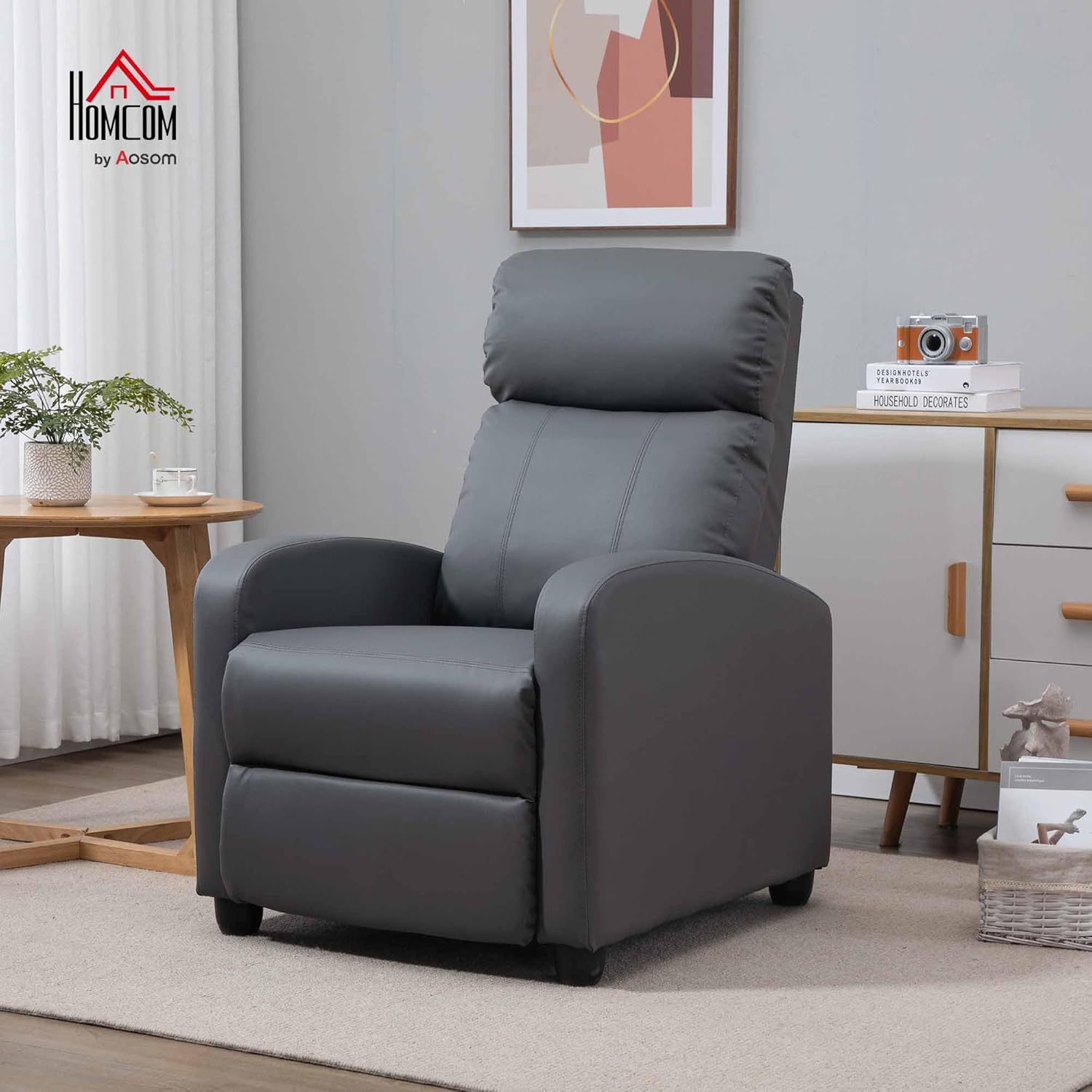 HOMCOM Massagesessel, Relaxsessel mit Fernbedienung, 2 Massagezonen, 8 Programmen, 5 Intensitätsstufen, 1 Seitentasche und Timer, PU-Bezug, 68 x 88 x 98 cm, Creme