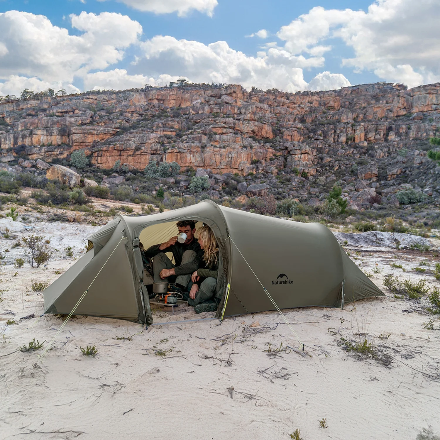 Naturehike, Ultralight Hiking Tent, Tear - Resistant Tunnel Tent, Waterproof Camping Tent, Windproof Tent with Hall, 15D Lightweight Silicone - Coated Nylon Fabrics, Large Size for 2/3 Person