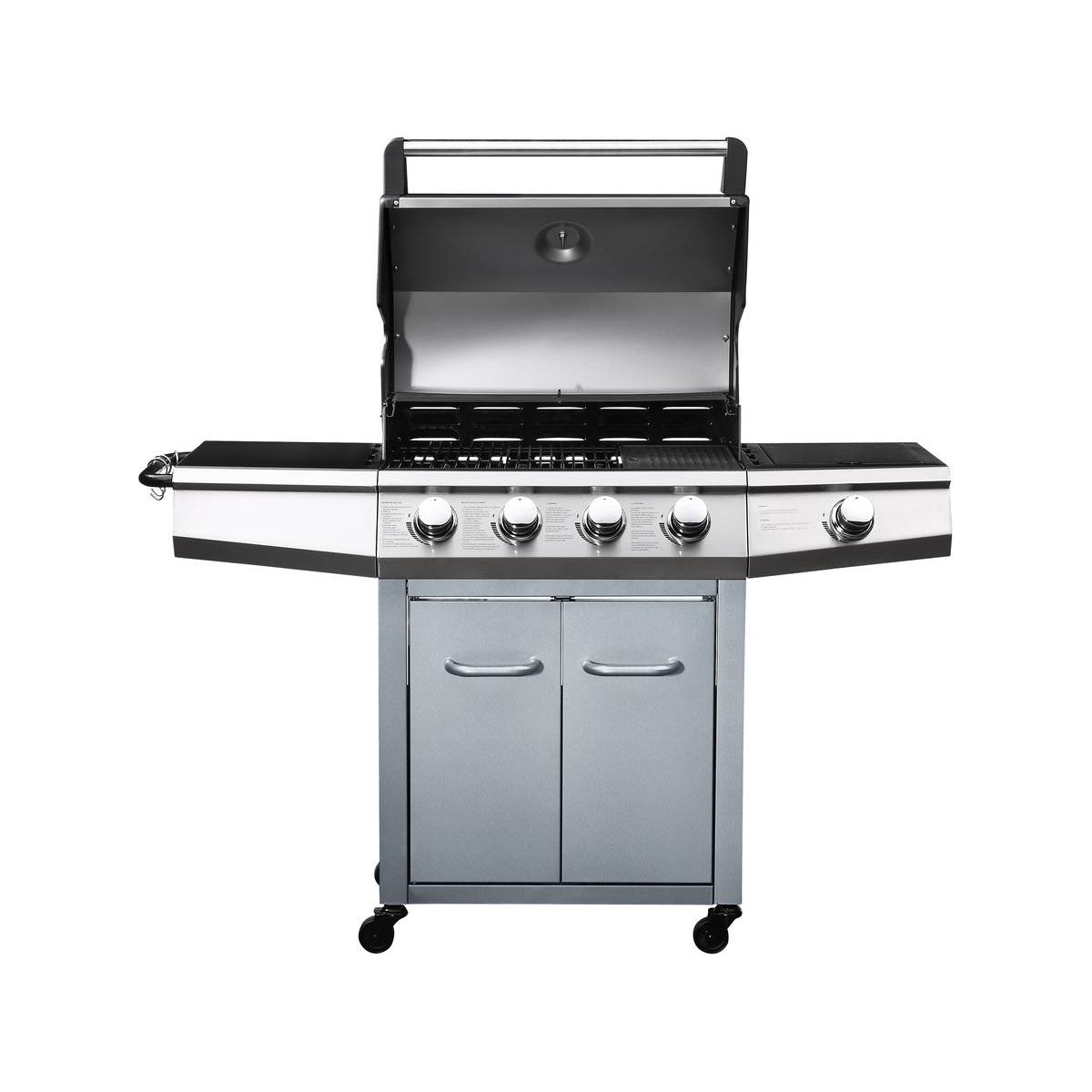 "Bingo 5" Gasgrill med LED - 5 brændere (1 sidebrænder) - 15,2 kW + beskyttelsesdæksel - sølv