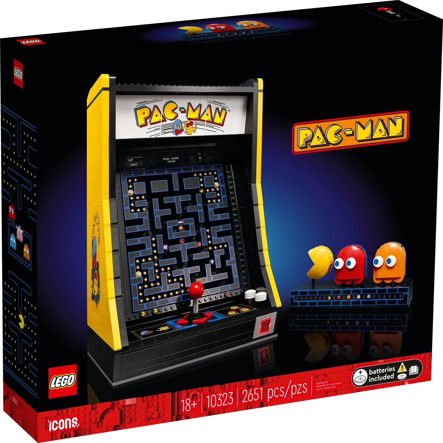 LEGO Icons Arcade PAC-MAN 10323 – Byggesæt til voksne, kopi af et klassisk videospil, nostalgisk gave til retrospilfans og vintagedekoration, inkluderer PAC-MAN, BLINKY og CLYDE figurer.
