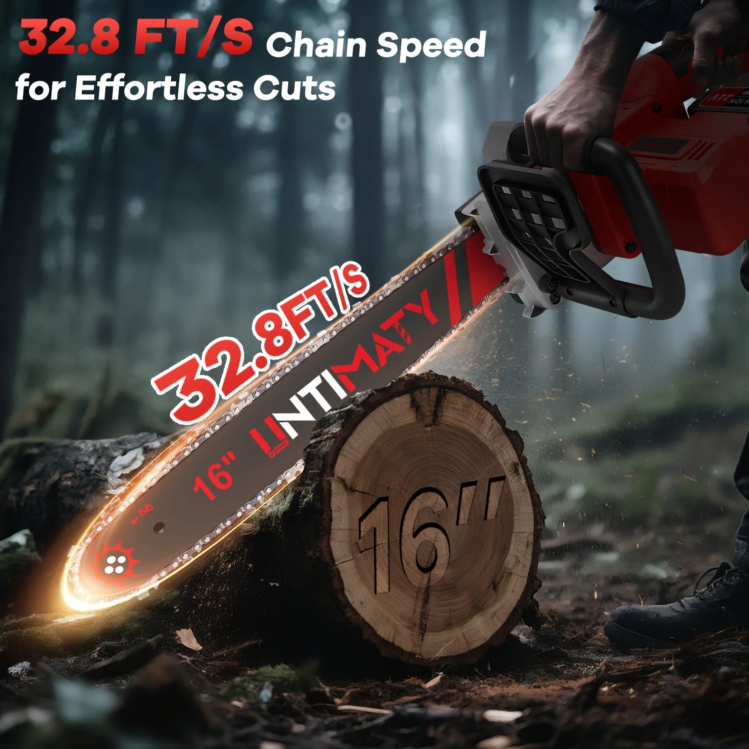 UNTIMATY Battery Chainsaw 16 in Electric Chainsaw Cordless Chain Saw with Battery and Charger for Wood Cutting and Tree Trimming