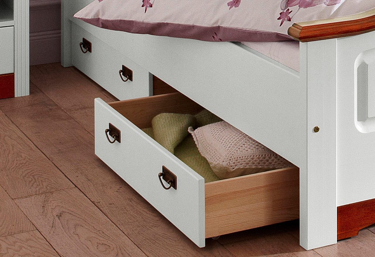 Tiroir de lit en bois de pin blanc, largeur 83 cm