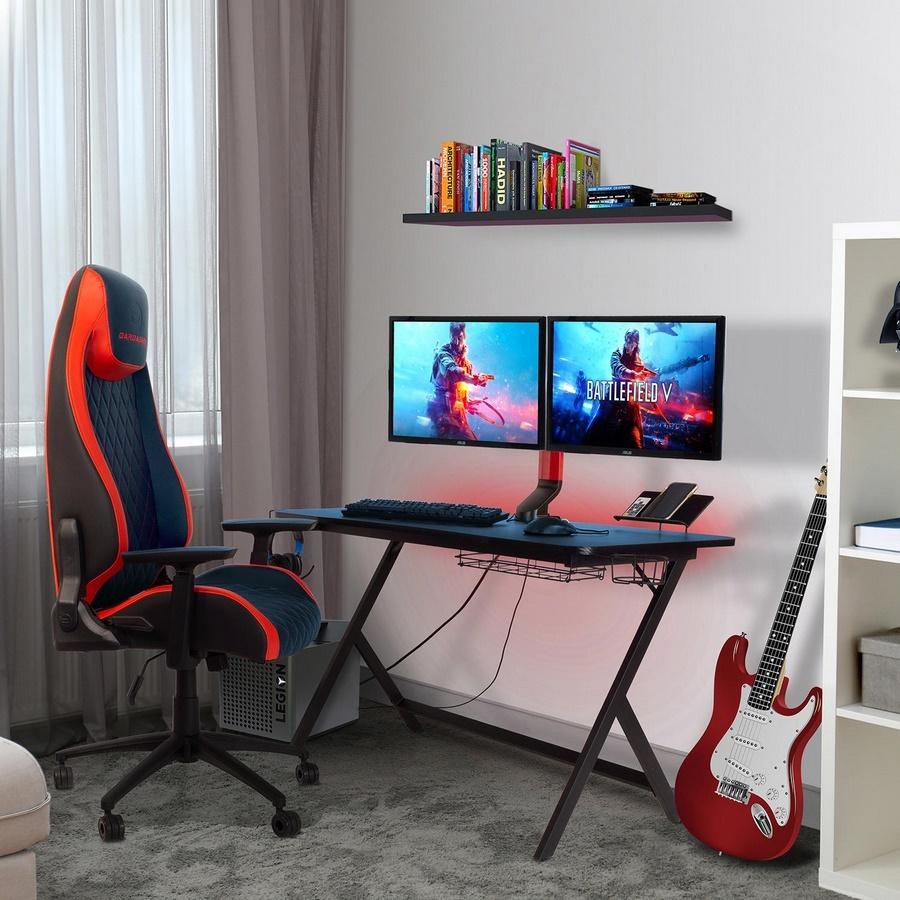 Bureau de jeu Atlantic Fire Storm avec 24 LED multicolores et 3 ports USB