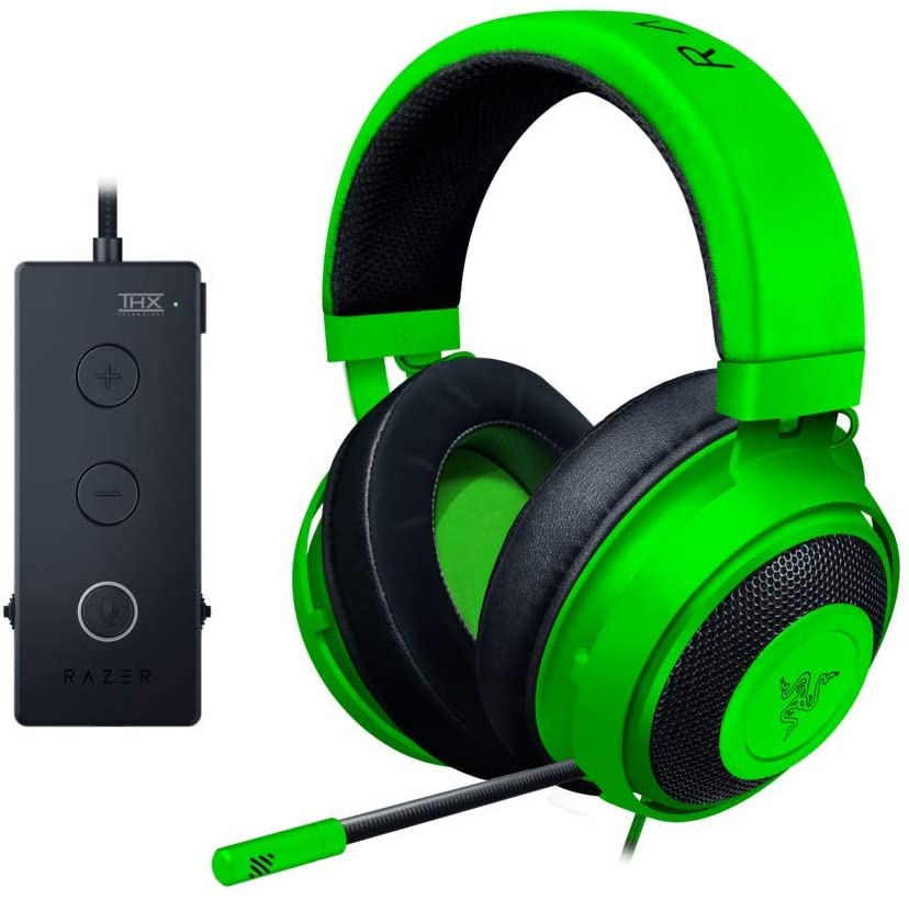 2025 Razer Gamer Kraken Green Tournament Edition USB 7.1 Hovedtelefoner