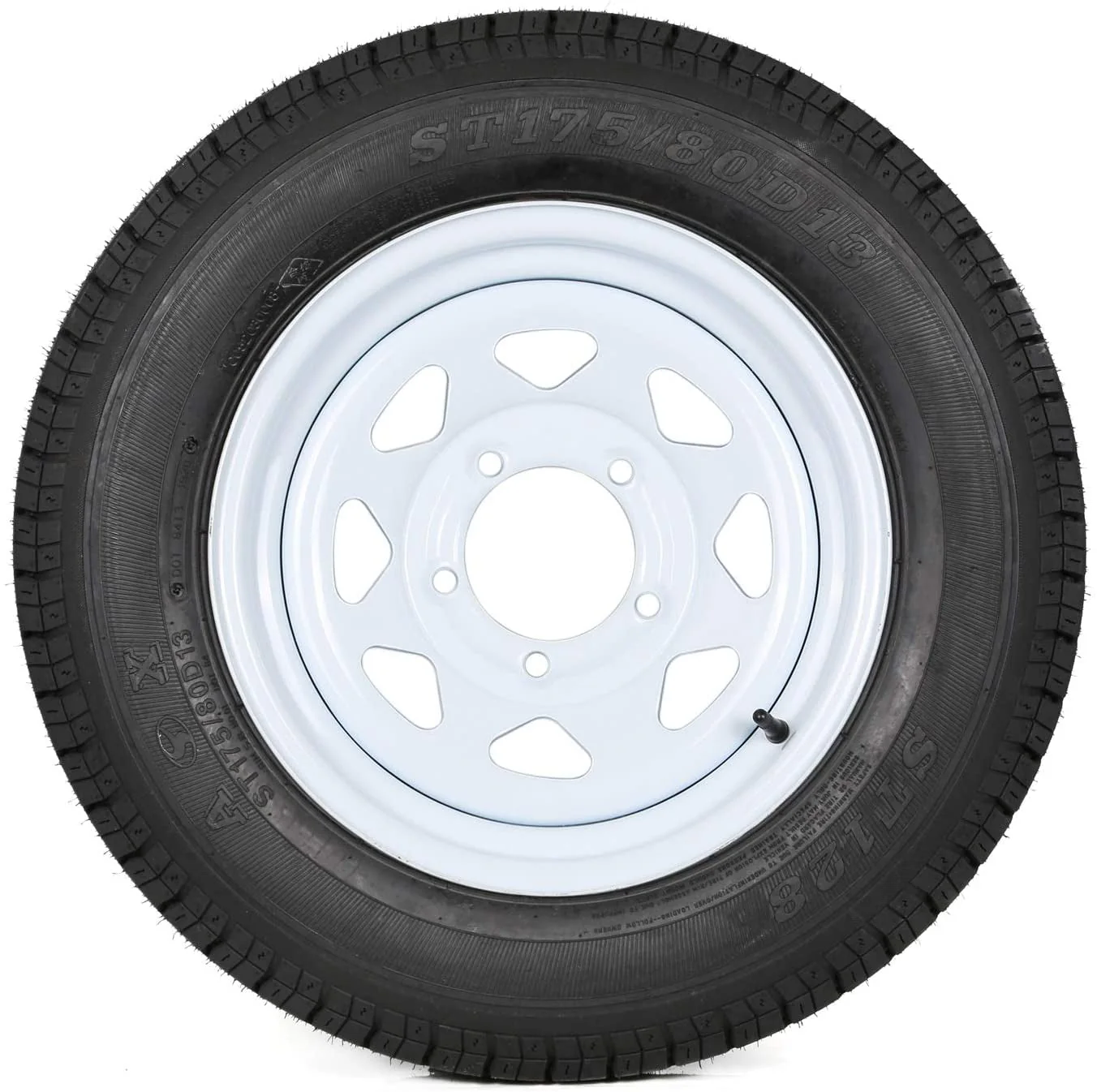 WEIZE ST175/80D13 Trailer Tires with 13" White Wheel - 5 on 4 - 1/2 - Load Range C, 6PLY, Set of 2