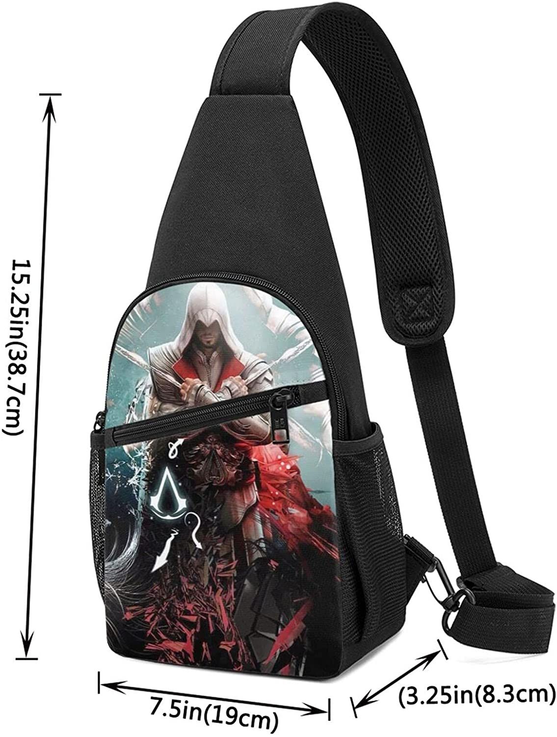 Assassin’s Creed Origins Crossbody-tasker – Sling-rygsæk til mænd og kvinder, Anime-brysttaske, lille multifunktionel rygsæk til vandreture, camping, sport, rejser