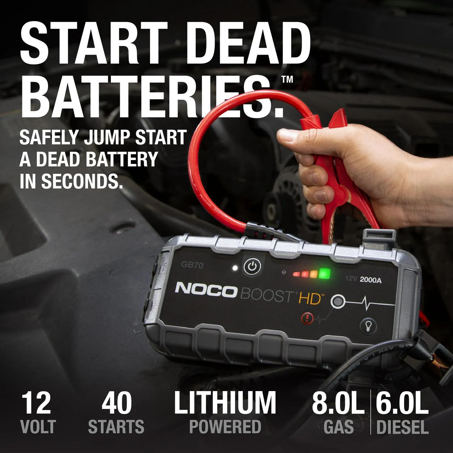 NOCO Boost HD GB70 2000A 12V UltraSafe Bærbar Lithium Jumpstarter