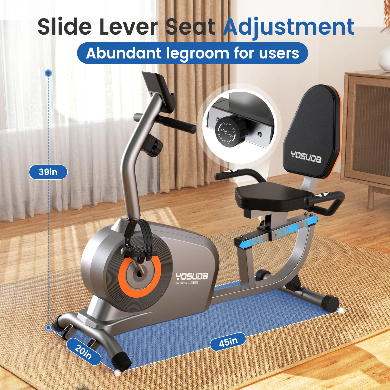 Yosuda Recumbent Exercise Bike for Senior for Home with 350 lb Capacity