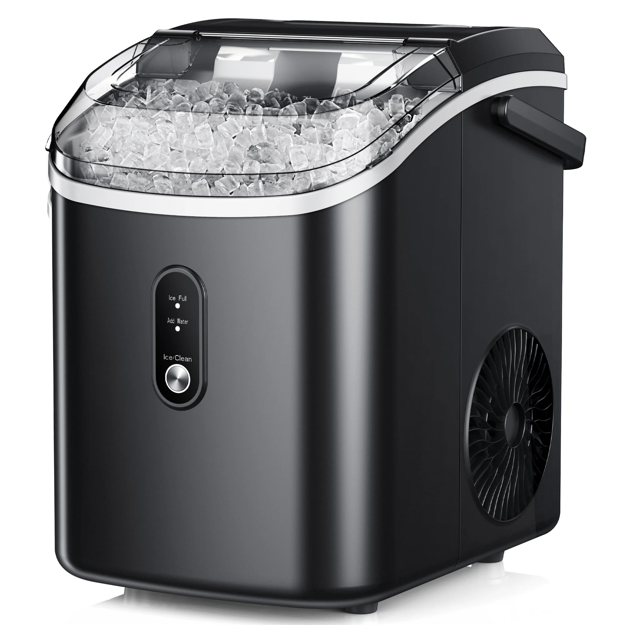 Simzlife Nugget Ice Maker Countertop, 34.9 lb per Day Chewable Pebble Nugget Ice Machine with Touch Screen for Home, Kitchen, Office, Stainless Steel, Black